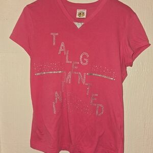 Pink Graphic T-Shirt with Silver Accents